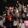 -7일 오후 광화문 파이낸셜빌딩 앞에서 열린 ‘반값등록금’ 실현을 요구하는 촛불집회에서 참가자들이 구호를 외치고 있다.