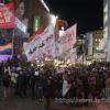 -23일 밤 한미FTA 무효화 공동행동 참가자들이 명동에서 정리집회를 하고 있다.